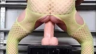 Danieladeep Rams Dildo Deep In Yellow Bodystocking!