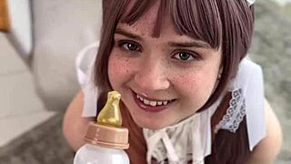 Petite Cosplay Nerd's Cute Diaper Play