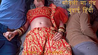 Indian Stepmom Fucks Stepson in Hindi Dirty Talk Chudai