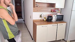 Heart racing as I risk fucking my cuckold's best friend while he showers