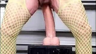 Danieladeep Rams Dildo Deep In Yellow Bodystocking!