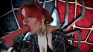 Spider Girl Meridjane Sucks Cock Passionately Deep!