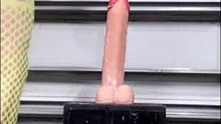 Danieladeep Rams Dildo Deep In Yellow Bodystocking!