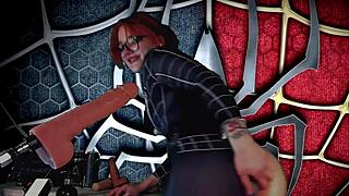 Spider Girl Meridjane Sucks Cock Passionately Deep!