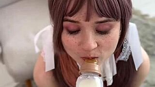 Petite Cosplay Nerd's Cute Diaper Play