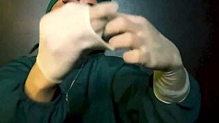 i can't resist stroking my cock with tight latex gloves in extreme fetish play