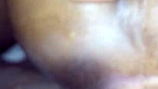 Wet hairy ebony pussy creampied doggystyle by monster black cock