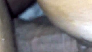 Wet hairy ebony pussy creampied doggystyle by monster black cock