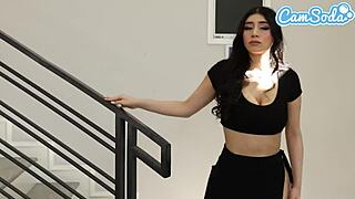 big tits latina caught riding her sister's boyfriend's huge cock doggystyle in bedroom