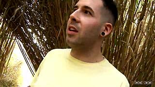 brunette amateur rides cock moaning loud before huge facial cumshot outdoors
