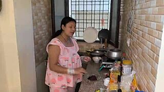 milf housewife bangs monster cock from kitchen to bed creampie explosion