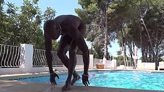 Valentina Ricci bounces wildly on monster BBC poolside