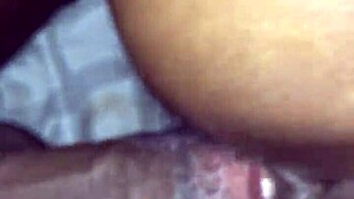 Wet hairy ebony pussy creampied doggystyle by monster black cock