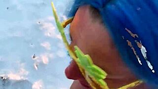 Public Lover Sprays Hot Steamy Piss into Wife's Drinking Mouth Outdoor Humiliation