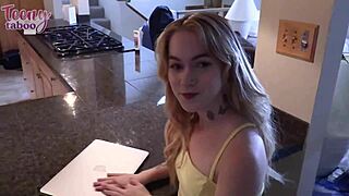 blonde babysitter sage fox sneaks quickie creampie ride on stepdad mr brogan's cock while mom's away