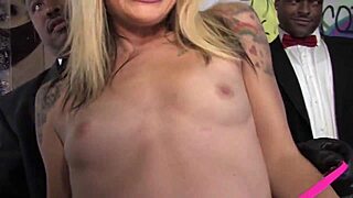 skinny blonde faye runaway takes monster cocks in bukkake blowbang with music