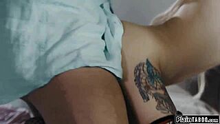 wife sneaks in on her cheating hubby banging the hot waitress, things get wild quick.