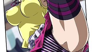 yu-gi-oh tea gardner opening song plays over erotic brunette big tits scene