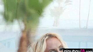 i can't stop staring at this classy blonde milf's big tits poolside