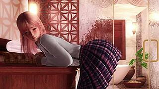 honoka from doa5 in gravure studio shower topless big tits big ass closeup