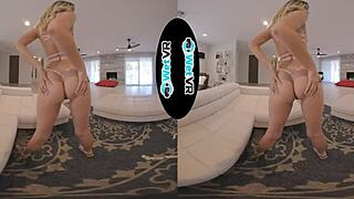 can this tight wet blonde pussy handle vr pounding till cum drips from her bent over hole