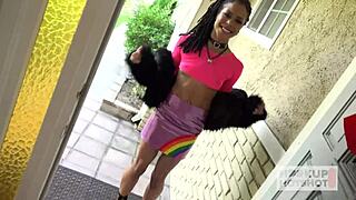 Kira's ebony wet cunt and asshole squirt hard as bryan pounds rough missionary doggystyle