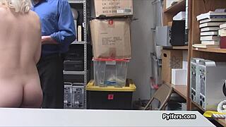 horny guard sneaks blonde teen into office for hidden hardcore fuck