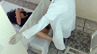 ginecologista checks her tight brazilian pussy then pounds it rough with big cock in hospital.