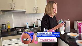 stepsis serves sperm breakfast instead of milk in kitchen?