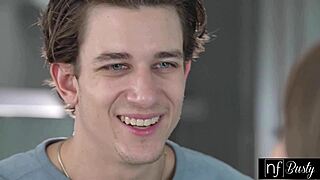 Damn busty MILF Lexi Luna deepthroats my big dick then begs Parker to stretch her shaved pussy!