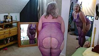 wow model in bodystockings cums hard then eats it modeling hairy pussy fun