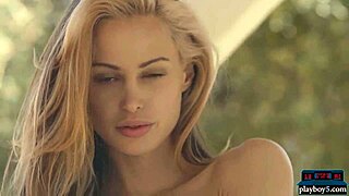 perky big tits blonde european model strips and undresses slowly