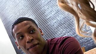 A hot blonde Dutch babe seduces her black neighbor for rough doggystyle in the bedroom