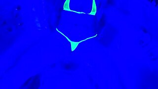 ultraviolet babe flashes bikini wet pussy clit in steamy shower orgasm