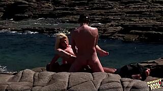 wanna see this blonde exhibitionist take double anal penetration on beach?