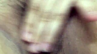 Asian babe masturbates tight pussy right after work moaning softly