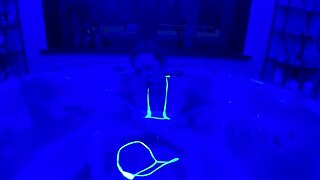 ultraviolet babe flashes bikini wet pussy clit in steamy shower orgasm