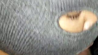 i slobber deep on this fat bbw's monster black cock on the balcony