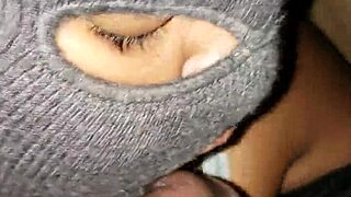 i slobber deep on this fat bbw's monster black cock on the balcony