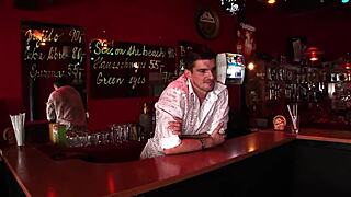 a super sexy slender blonde walks into open bar offers cunt and ass to barman for public banging