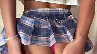 Japanese shemale teen masturbates with dildo