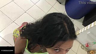 Mi hermanastra's tight vagina grips my big cock hard while she sucks it so good