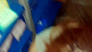 Amateur Sucks Cock Standing in Storage Depot Intimately