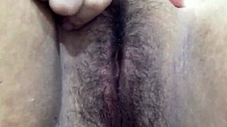 Asian babe masturbates tight pussy right after work moaning softly