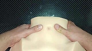 Candy spreads tight ass and pussy on desk for double penetration creampie quickie