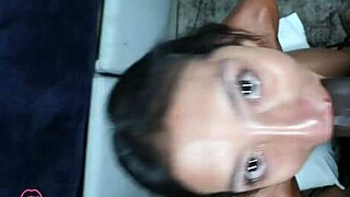 Petite Latina braces teen deepthroats massive BBC, face fucked to cum covered facial in interracial blowbang compilation