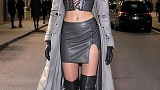 god i love teasing my dirty leather skirt and boots ass public after work part 1