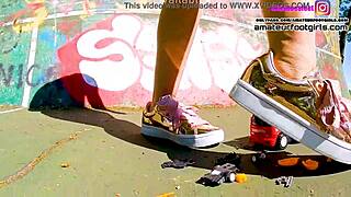 Kati S Crushes Toys with Sneakers in Giantess Car Trample