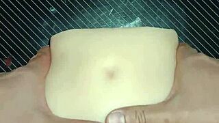 Candy spreads tight ass and pussy on desk for double penetration creampie quickie