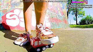 Kati S Crushes Toys with Sneakers in Giantess Car Trample